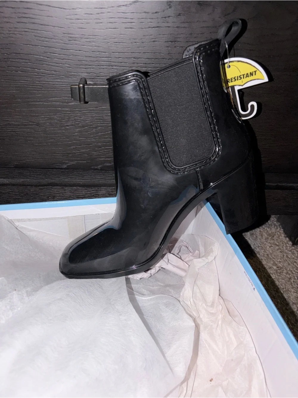 Black Chelsea Block Heel Ankle Boots